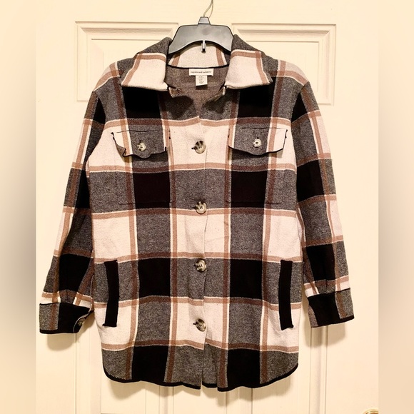 Cashmere & Cupcakes Plaid Knit Shacket Size M - Picture 1 of 8